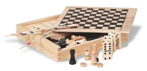 4 jeux dans une boîte en bois publicitaire - Trikes