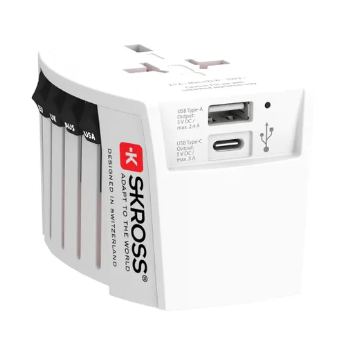 Adaptateur de voyage universel personnalisé MUV 2-Pôles avec USB - Skross