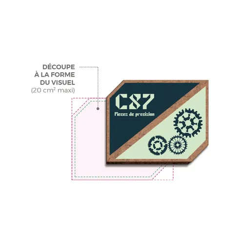 Badge mdf personnalisé ep 3 mm avec aimant maxi 20 cm2