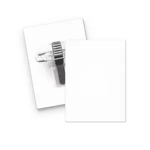 Badge plastique (ps) rectangle 43x58 mm avec pince epingle personnalisé