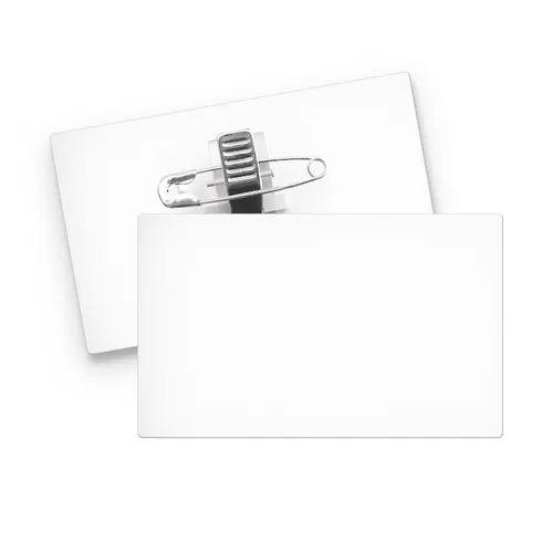 Badge plastique (ps) rectangle 70x43 mm personnalisé avec pince epingle