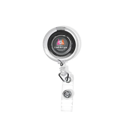 Badge publicitaire : porte-badges retractable avec metre ruban souple 1 m