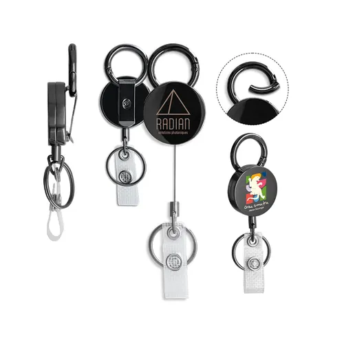 Badge publicitaire: porte-badges retractable coque en metal