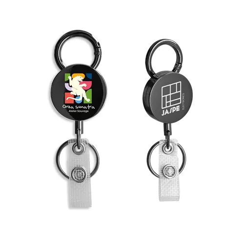 Badge publicitaire: porte-badges retractable coque en metal
