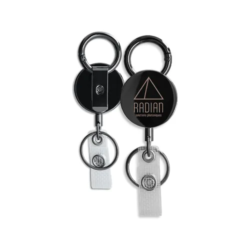 Badge publicitaire: porte-badges retractable coque en metal