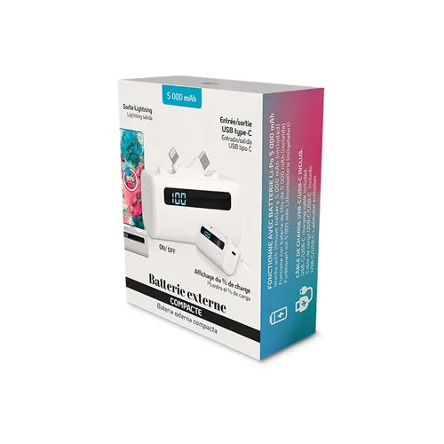 Batterie externe power bank compact 5000 mah personnalisée en rabs