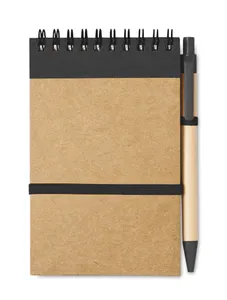 Bloc-notes recyclé personnalisable et stylo - Sonora | Black