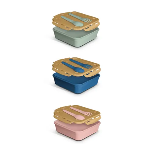 Boite repas publicitaire (lunch box) 1.2 l avec couvercle, cuillère et fourchette