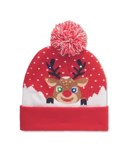 Bonnet de Noël tricoté avec LED personnalisé - Shimas Light | Red