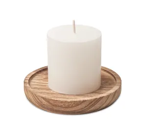 Bougeoir rond avec bougie personnalisable - Pentas | Wood