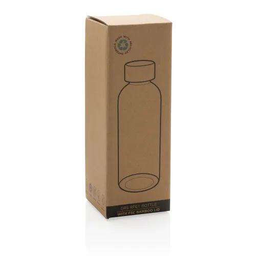 Bouteille 600ml en rPET GRS personnalisable avec couvercle en bambou - XD Collection