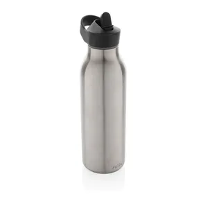 Bouteille d'eau 500ml fliptop en acier publicitaire RCS Avira Ara - Avira | Argent