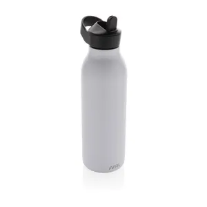 Bouteille d'eau 500ml fliptop en acier publicitaire RCS Avira Ara - Avira | Blanc