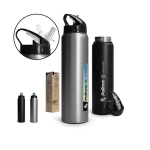 Bouteille gourde  inox 1 l avec paille