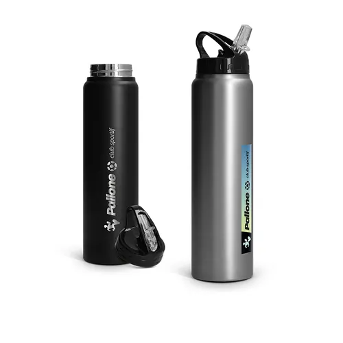 Bouteille gourde  inox 1 l avec paille