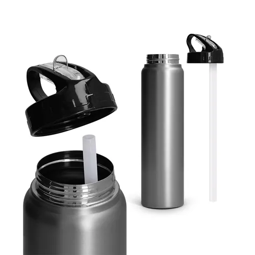 Bouteille gourde  inox 1 l avec paille