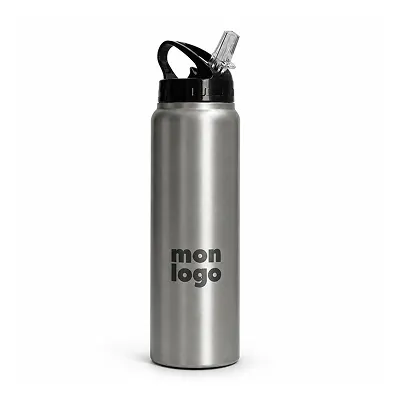 Bouteille gourde  inox 1 l avec paille