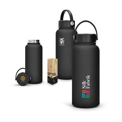 Bouteille gourde isotherme double-paroi finition soft touch 1 l personnalisée