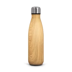 Bouteille gourde isotherme double-paroi inox 50 cl personnalisée | Effet Bambou