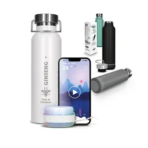 Bouteille gourde isotherme double-paroi inox 60 cl personnalisée avec haut-parleur