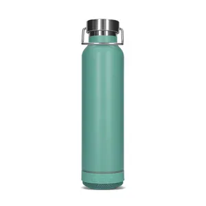 Bouteille gourde isotherme double-paroi inox 60 cl personnalisée avec haut-parleur | Vert eau 21