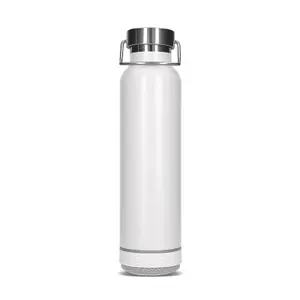Bouteille gourde isotherme double-paroi inox 60 cl personnalisée avec haut-parleur | Blanc 01