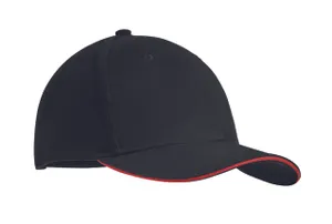 Brushed heavy cotton 6 panel Ba - Tekapo à personnaliser | Noir/Rouge