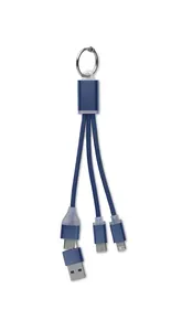 Câble de charge 4 en 1 type C personnalisable - Blue | Bleu Marine