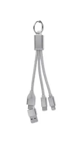 Câble de charge 4 en 1 type C personnalisable - Blue | Argent