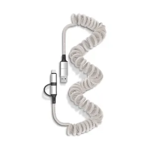 Cable de charge rapide et transfert publicitaire retractable a ressort 6 en 1 | Gris 29