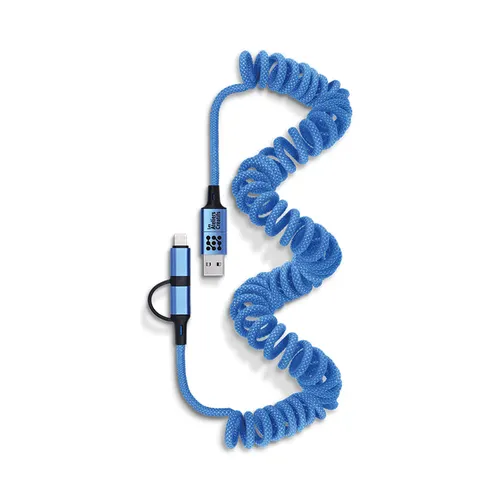 Cable de charge rapide et transfert publicitaire retractable a ressort 6 en 1