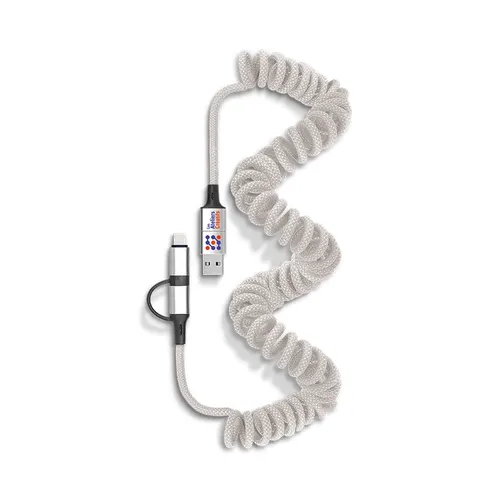 Cable de charge rapide et transfert publicitaire retractable a ressort 6 en 1