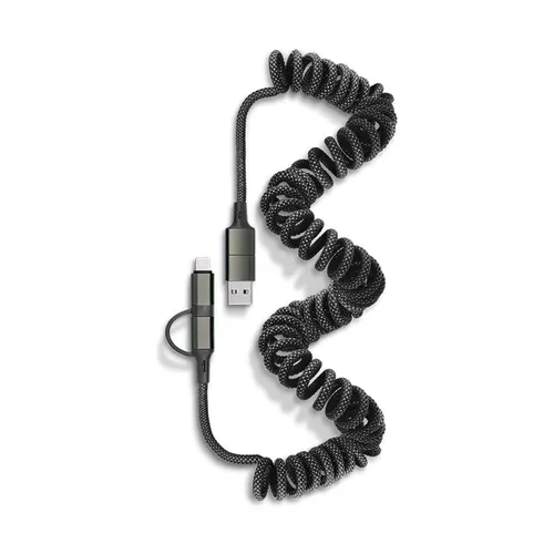 Cable de charge rapide et transfert publicitaire retractable a ressort 6 en 1