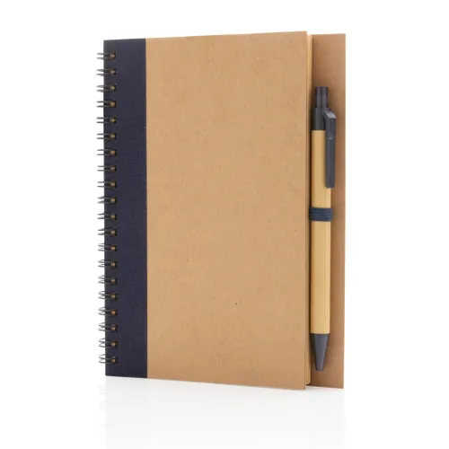 Cahier à spirales kraft personnalisable avec stylo - XD Collection