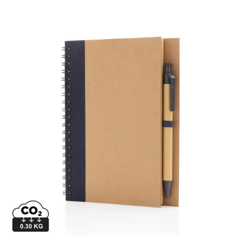 Cahier à spirales kraft personnalisable avec stylo - XD Collection