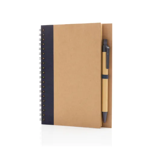 Cahier à spirales kraft personnalisable avec stylo - XD Collection