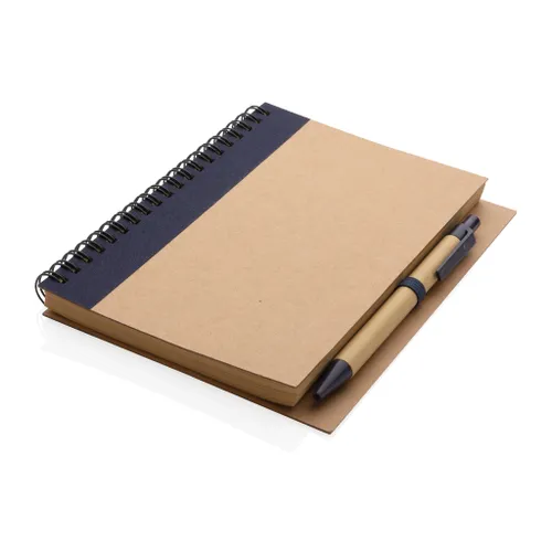 Cahier à spirales kraft personnalisable avec stylo - XD Collection