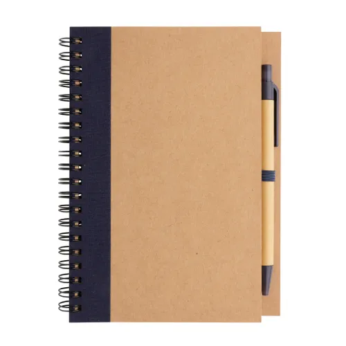 Cahier à spirales kraft personnalisable avec stylo - XD Collection