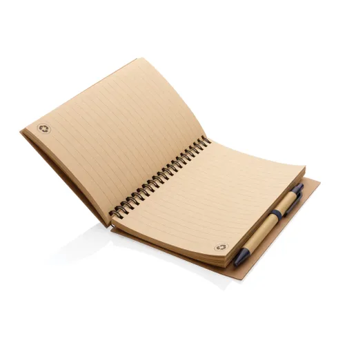 Cahier à spirales kraft personnalisable avec stylo - XD Collection