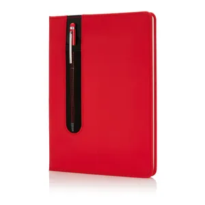 Carnet A5 personnalisable à couverture rigide en PU avec Stylo tactile - XD Collection | Rouge