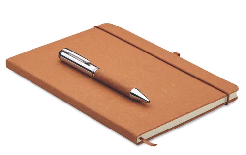Carnet en cuir recyclé personnalisable et stylo - Eleganote