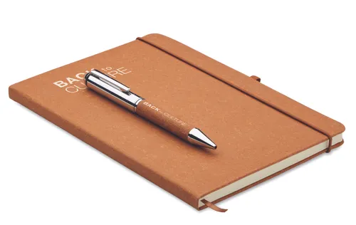 Carnet en cuir recyclé personnalisable et stylo - Eleganote