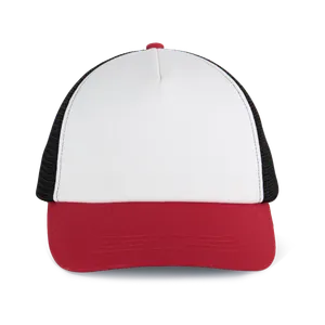 Casquette trucker 5 panneaux en coton canvas - K-up Gold Label - K-up | White / Light Scarlet Red / Black