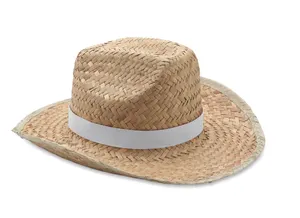 Chapeau de cow-boy en paille personnalisable - Texas | Blanc