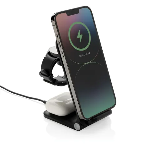 Chargeur 15W 3 en 1 personnalisé en plastique recyclé RCS Powerpal - XD Collection