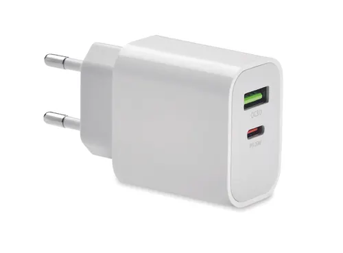 Chargeur 18W 2 ports publicitaire, prise UE - Port