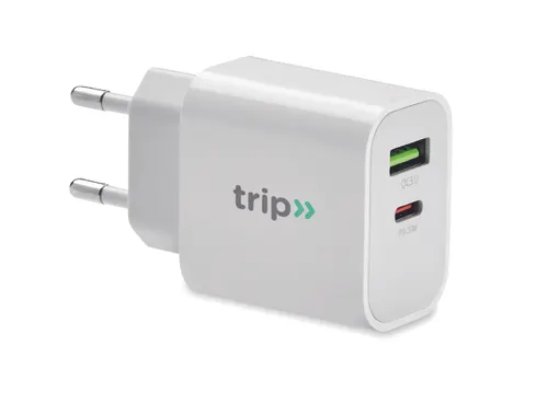 Chargeur 18W 2 ports publicitaire, prise UE - Port