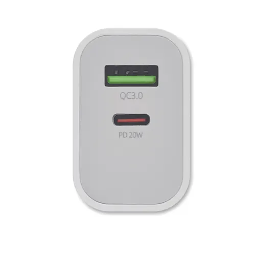 Chargeur 18W 2 ports publicitaire, prise UE - Port