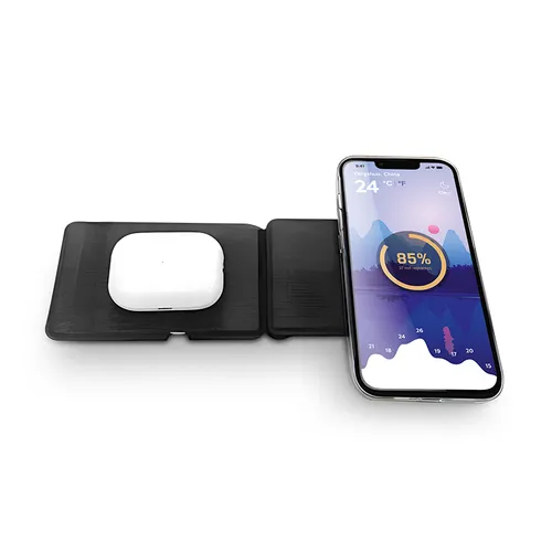 Chargeur induction 3 en 1 personnalisé et support pliable en rpet