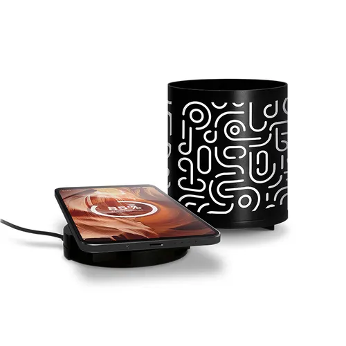 Chargeur par induction 10w personnalisé avec fonction hub et pot a crayons en ralu